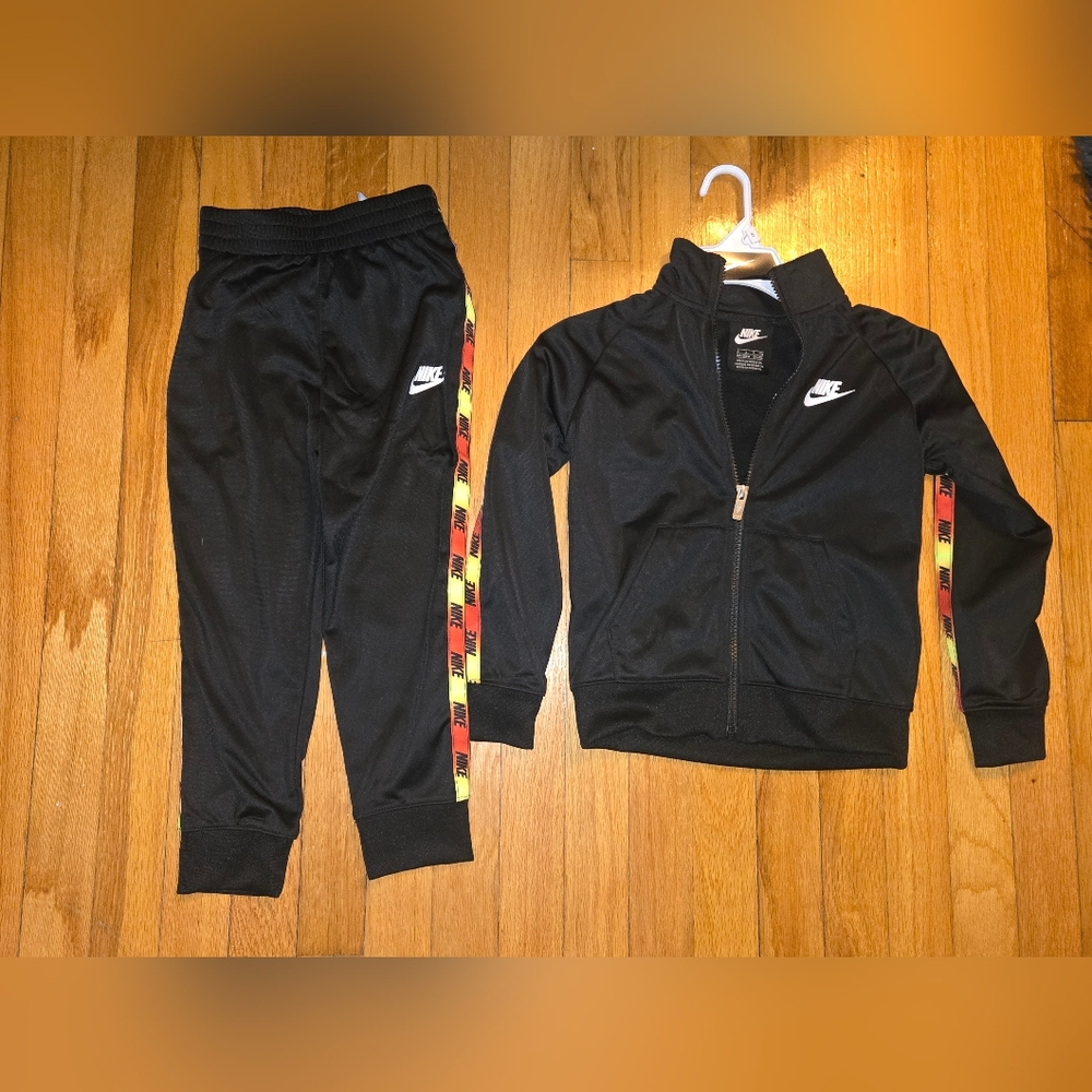 Nike Kids Black Joggers with Red and Yellow Accents Set